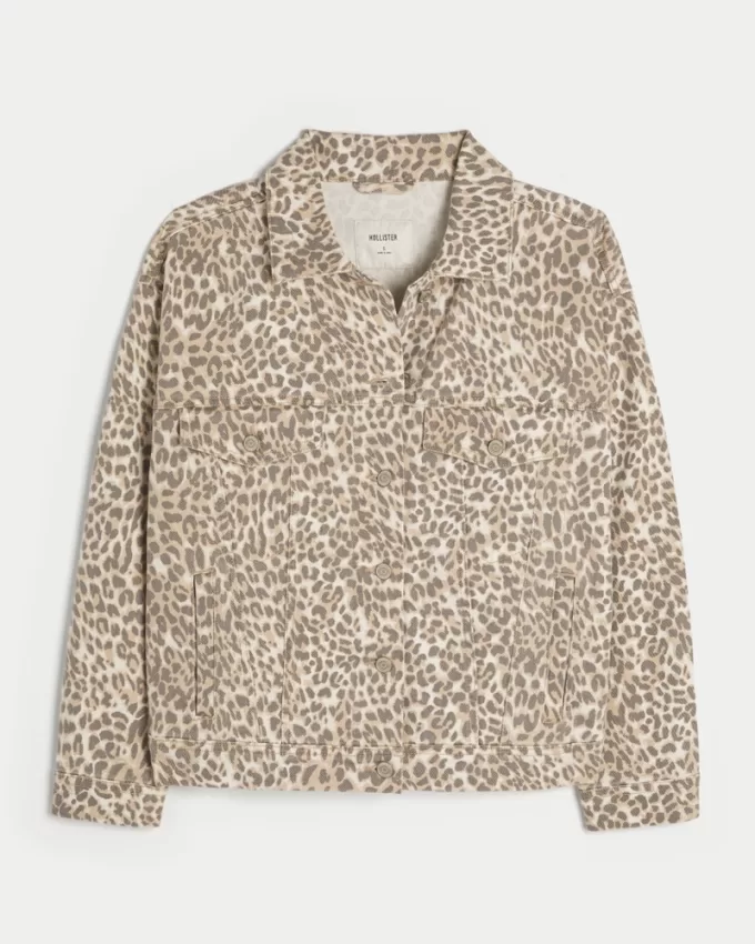 Leopard Print Denim Jacket,Leopard Print Denim Jacket