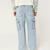 Light Wash Baggy Cargo Jeans,Light Wash Baggy Cargo Jeans