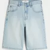 Light Wash Dice Graphic Super Baggy Denim Shorts,Light Wash Dice Graphic Super Baggy Denim Shorts