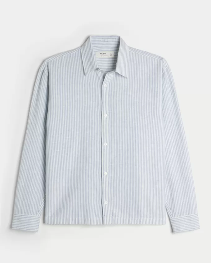 Linen-Blend Button-Through Shirt,Linen-Blend Button-Through Shirt