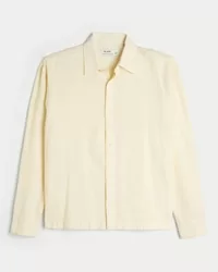 Linen-Blend Button-Through Shirt,Linen-Blend Button-Through Shirt