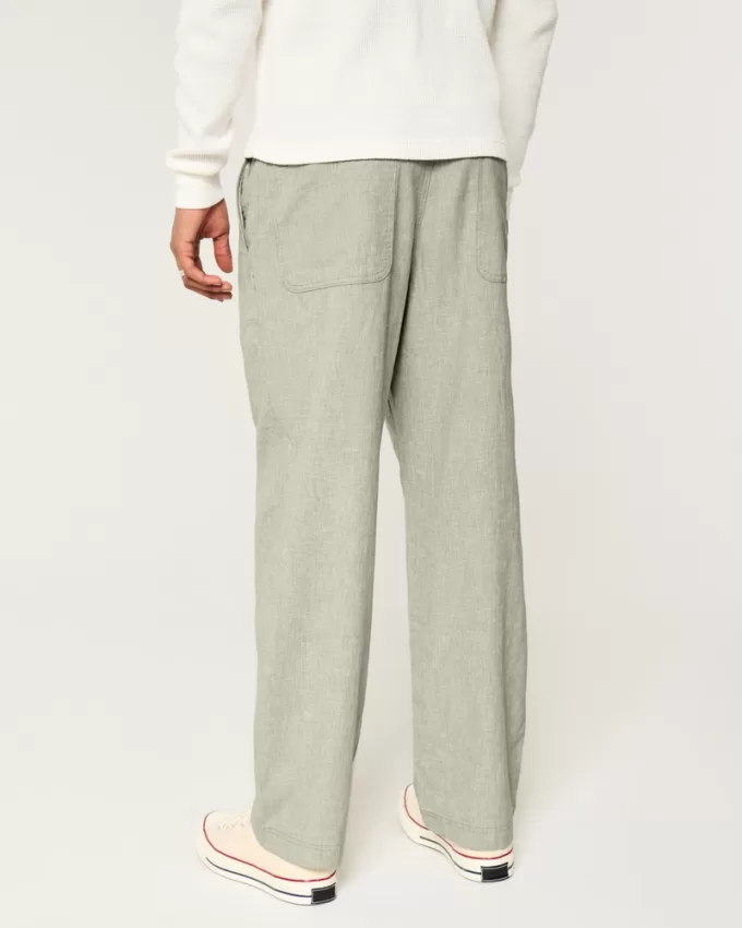 Linen-Blend Flex-Waist Baggy Pants,Linen-Blend Flex-Waist Baggy Pants