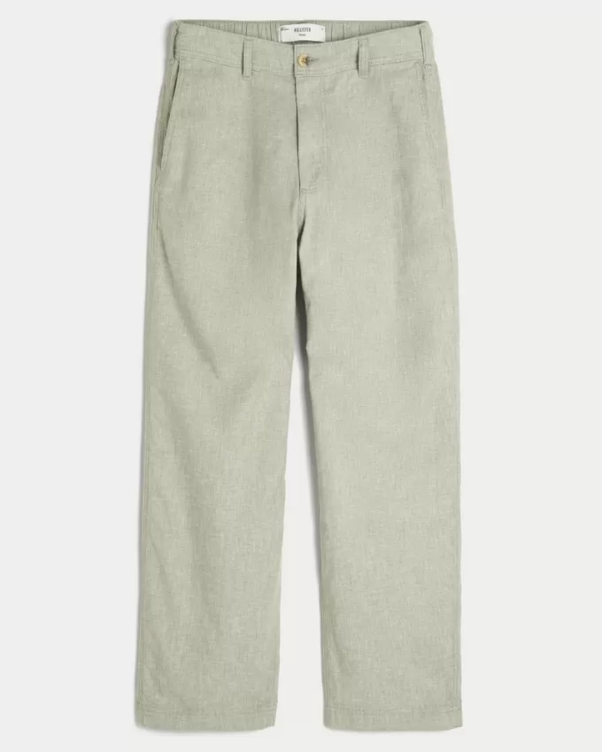 Linen-Blend Flex-Waist Baggy Pants,Linen-Blend Flex-Waist Baggy Pants