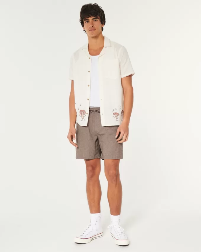 Linen-Blend Jogger Shorts 7″,Linen-Blend Jogger Shorts 7″