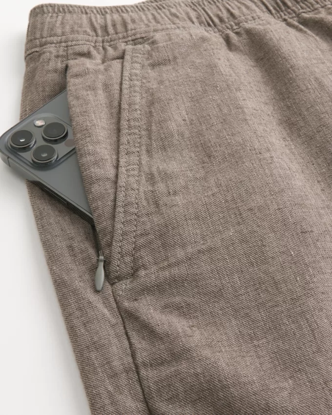 Linen-Blend Jogger Shorts 7″,Linen-Blend Jogger Shorts 7″