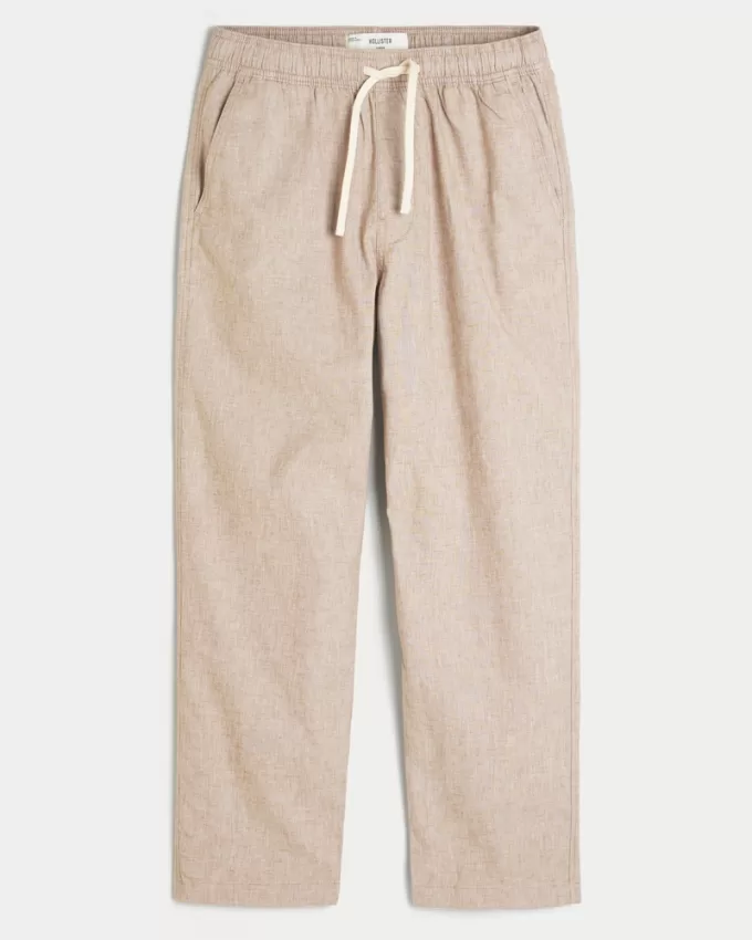 Linen-Blend Loose Pull-On Pants,Linen-Blend Loose Pull-On Pants