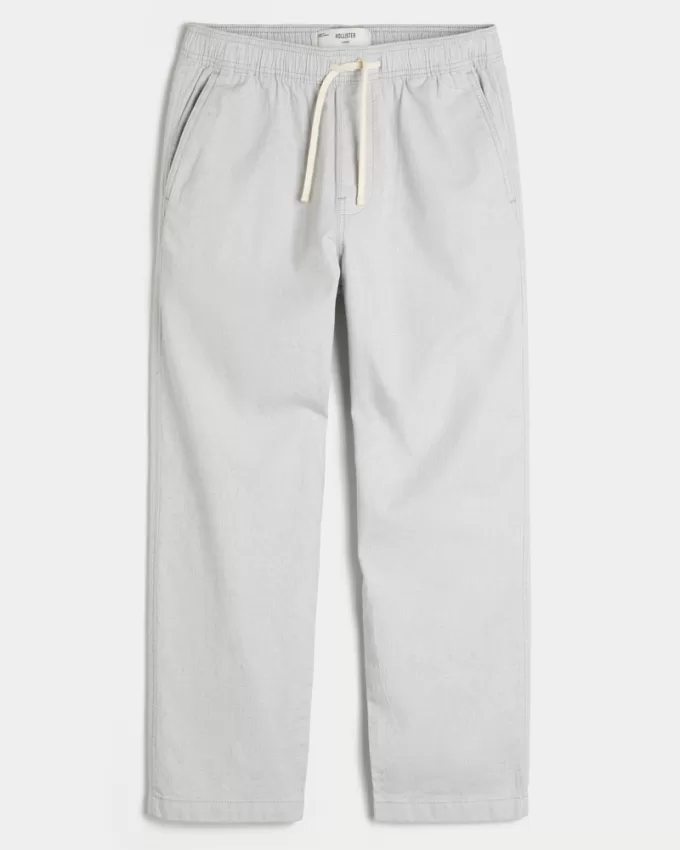 Linen-Blend Loose Pull-On Pants,Linen-Blend Loose Pull-On Pants