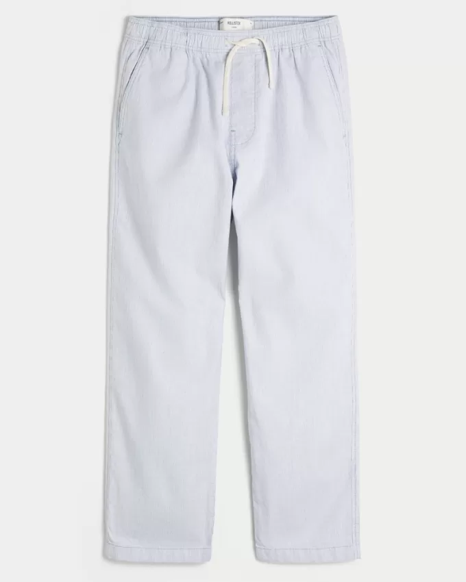 Linen-Blend Loose Pull-On Pants,Linen-Blend Loose Pull-On Pants