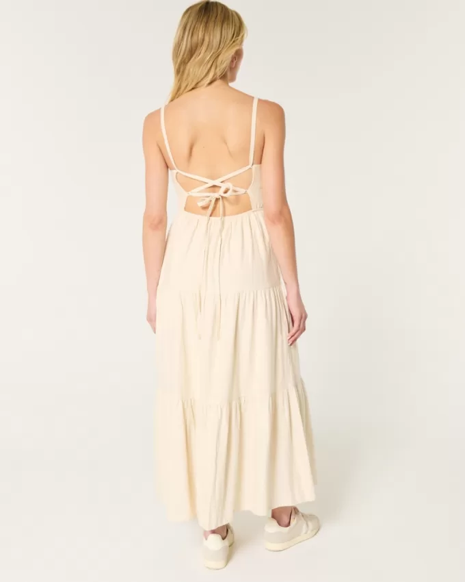 Linen Blend Maxi Dress,Linen Blend Maxi Dress