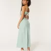 Linen-Blend Open Back Slip Midi Dress,Linen-Blend Open Back Slip Midi Dress