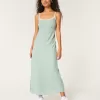 Linen-Blend Open Back Slip Midi Dress,Linen-Blend Open Back Slip Midi Dress