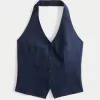 Linen-Blend Open-Back Vest,Linen-Blend Open-Back Vest