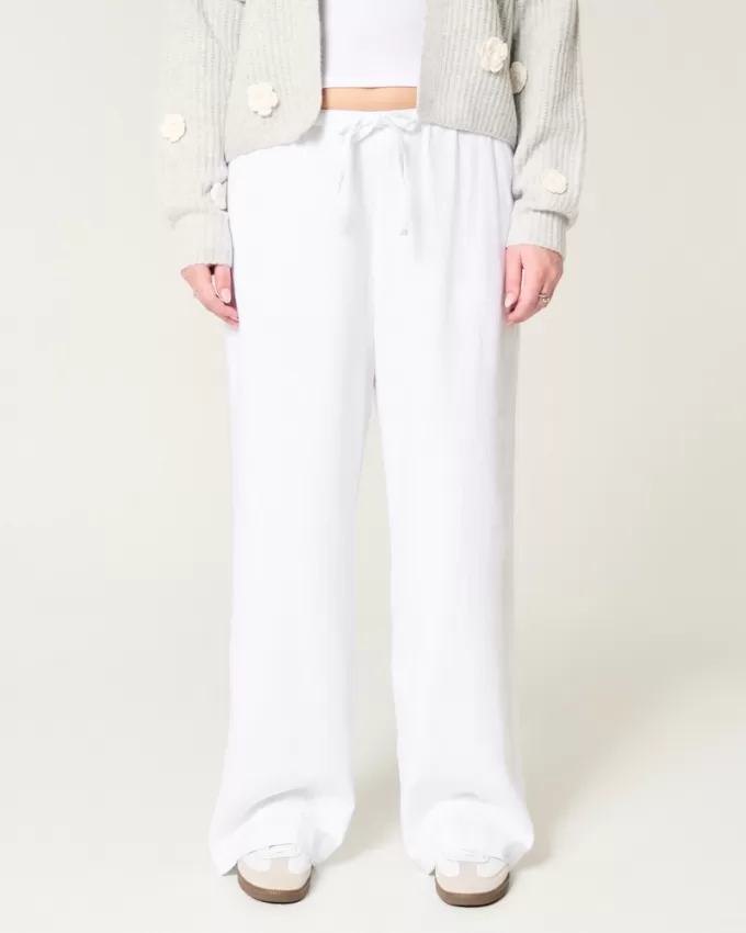 Linen-Blend Pull-On Baggy Pants,Linen-Blend Pull-On Baggy Pants