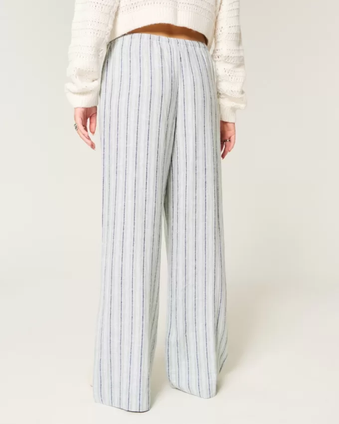Linen-Blend Pull-On Baggy Pants,Linen-Blend Pull-On Baggy Pants