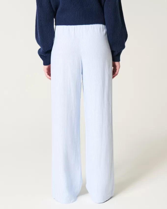 Linen-Blend Pull-On Baggy Pants,Linen-Blend Pull-On Baggy Pants