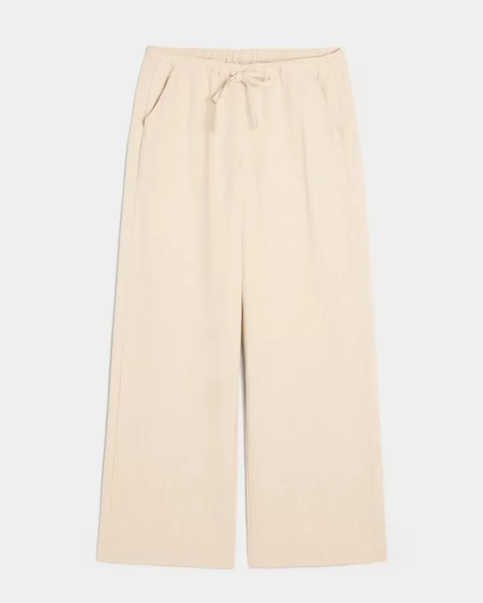 Linen-Blend Pull-On Baggy Pants,Linen-Blend Pull-On Baggy Pants