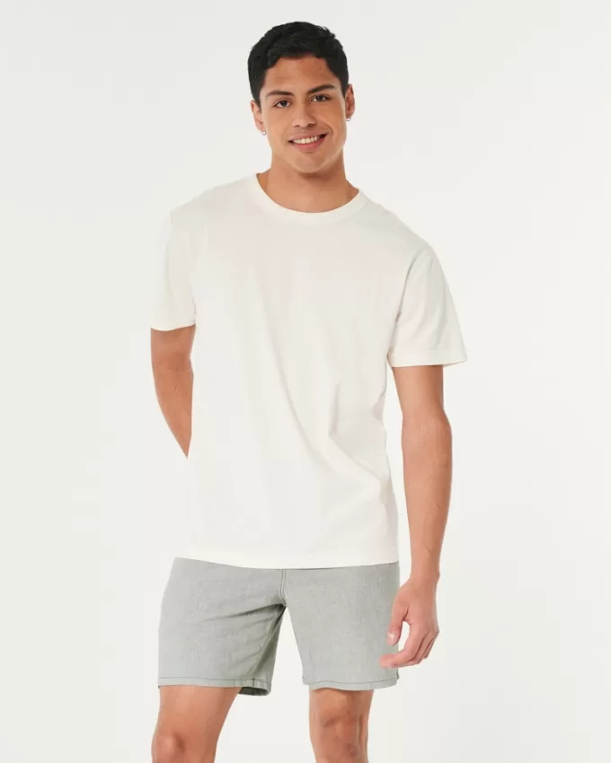 Linen-Blend Pull-On Shorts 7″,Linen-Blend Pull-On Shorts 7″