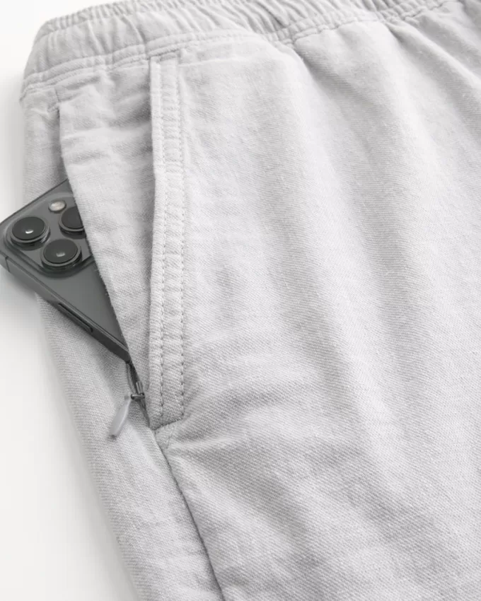 Linen-Blend Pull-On Shorts 7″,Linen-Blend Pull-On Shorts 7″