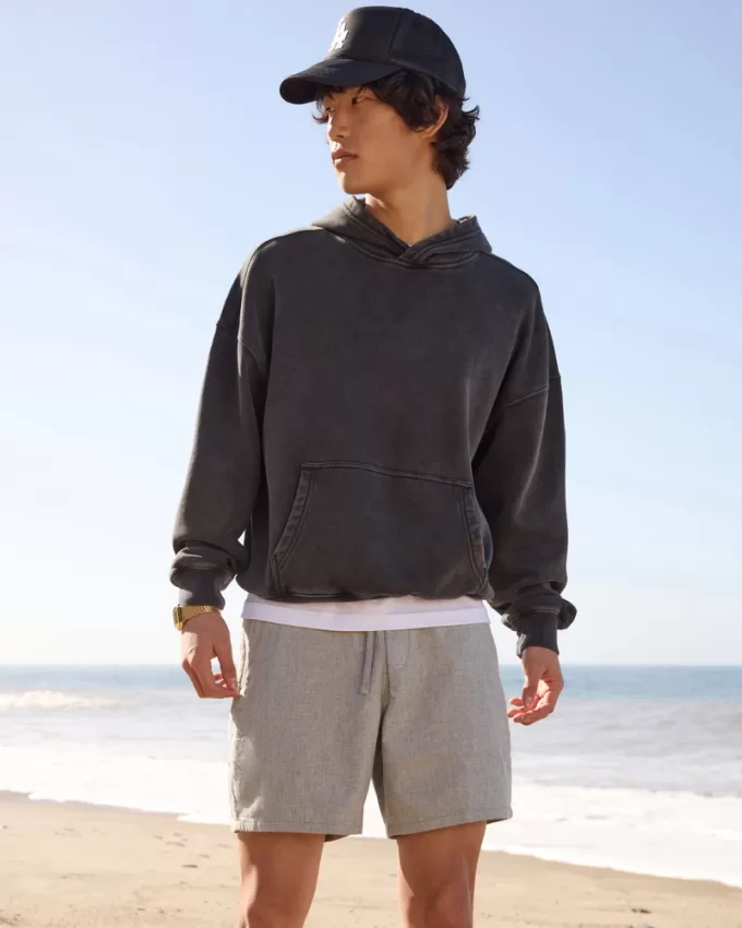 Linen-Blend Pull-On Shorts 7″,Linen-Blend Pull-On Shorts 7″