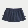 Linen-Blend Side Bow Soft Shorts,Linen-Blend Side Bow Soft Shorts