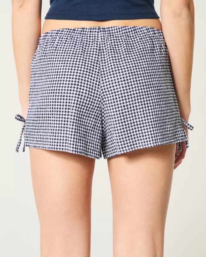 Linen-Blend Side Bow Soft Shorts,Linen-Blend Side Bow Soft Shorts