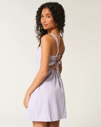 Linen-Blend Structured Mini Dress,Linen-Blend Structured Mini Dress