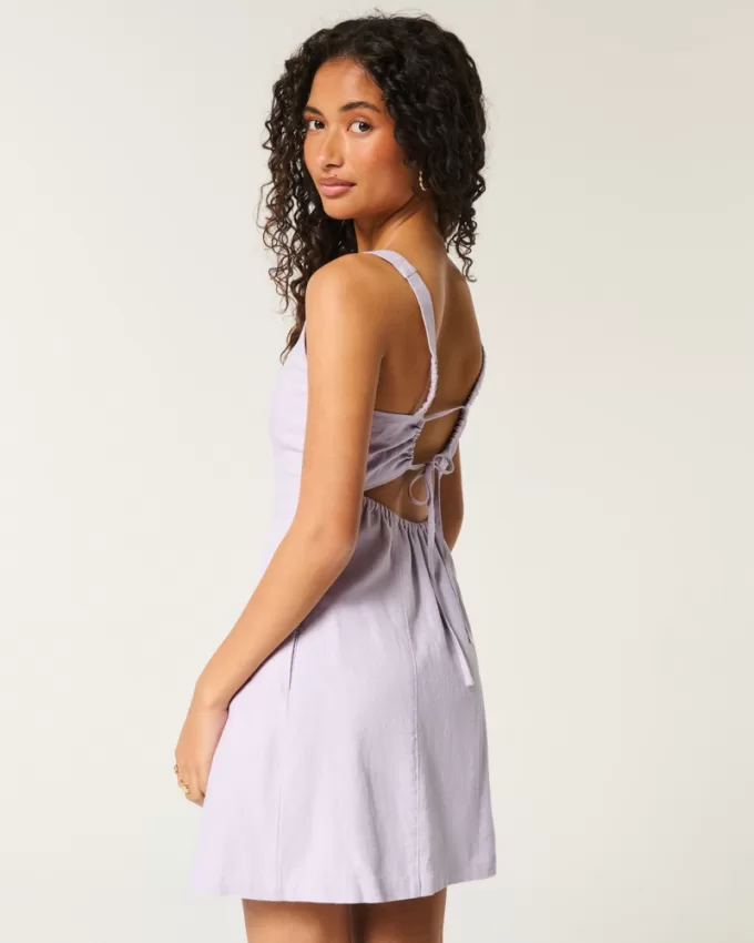 Linen-Blend Structured Mini Dress,Linen-Blend Structured Mini Dress