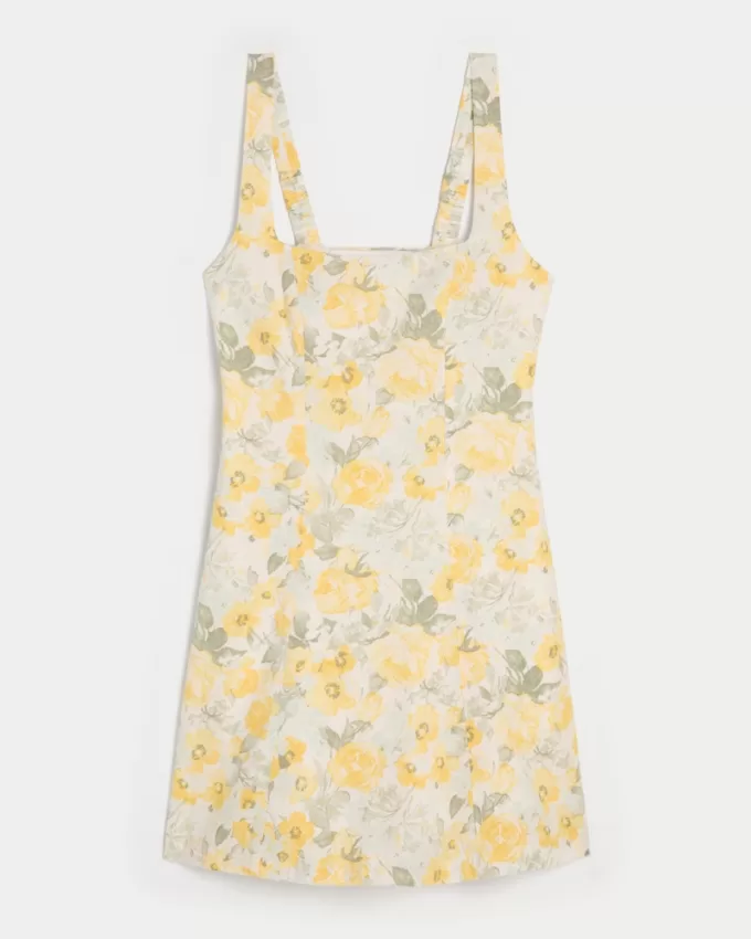 Linen-Blend Structured Mini Dress,Linen-Blend Structured Mini Dress