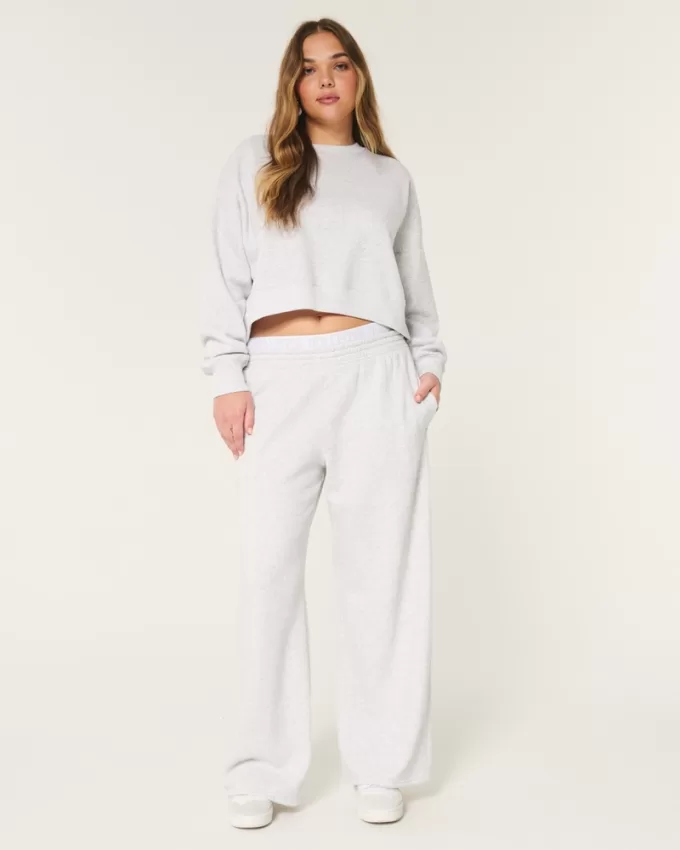 Logo Waist Fleece Wide-Leg Pants,Logo Waist Fleece Wide-Leg Pants