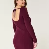 Long-Sleeve Cinch Bust Open-Back Sweater Dress,Long-Sleeve Cinch Bust Open-Back Sweater Dress