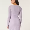 Long-Sleeve Crochet-Style Mini Dress,Long-Sleeve Crochet-Style Mini Dress