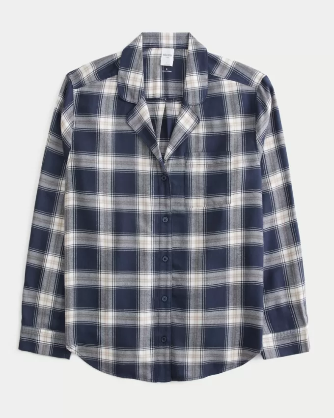 Long-Sleeve Flannel Pajama Top,Long-Sleeve Flannel Pajama Top