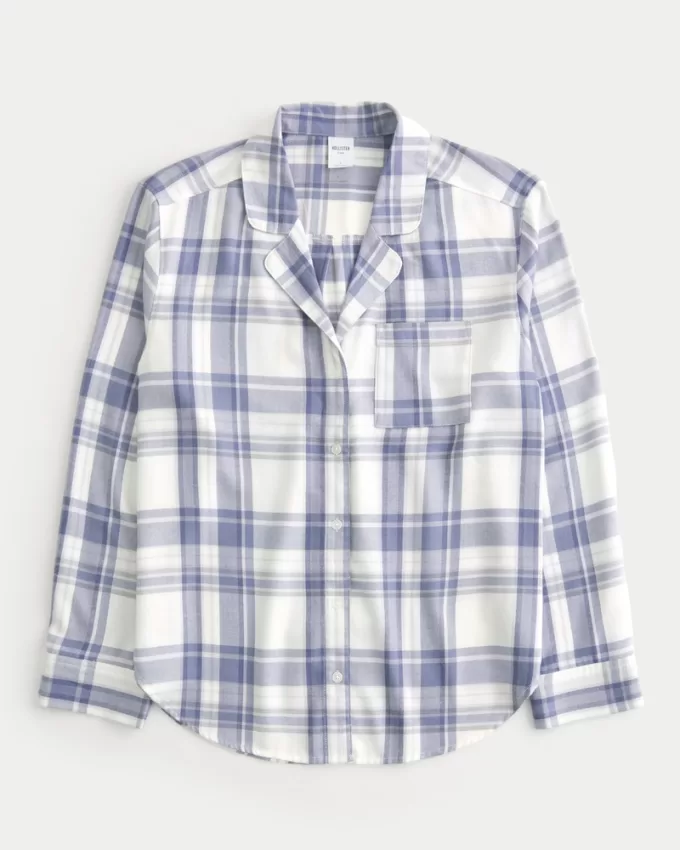 Long-Sleeve Flannel Pajama Top,Long-Sleeve Flannel Pajama Top