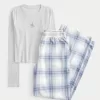 Long-Sleeve Graphic Tee & Flannel Pajama Pants Set,Long-Sleeve Graphic Tee & Flannel Pajama Pants Set