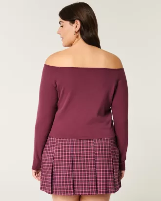 Long-Sleeve Off-the-Shoulder Top,Long-Sleeve Off-the-Shoulder Top