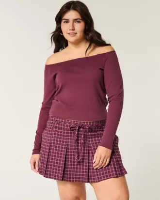 Long-Sleeve Off-the-Shoulder Top,Long-Sleeve Off-the-Shoulder Top