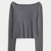 Long-Sleeve Off-the-Shoulder Top,Long-Sleeve Off-the-Shoulder Top