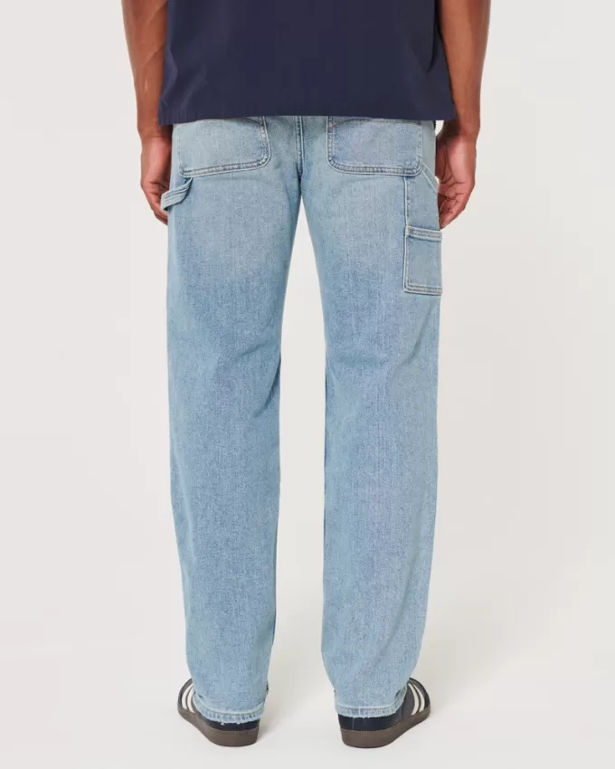 Loose Medium Wash Carpenter Jeans,Loose Medium Wash Carpenter Jeans