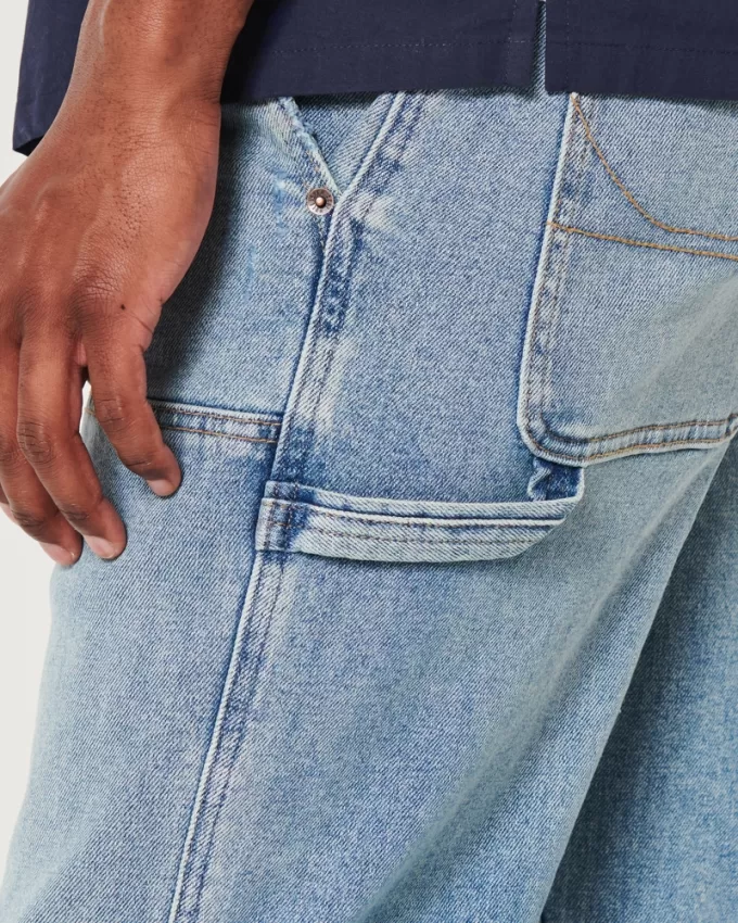 Loose Medium Wash Carpenter Jeans,Loose Medium Wash Carpenter Jeans