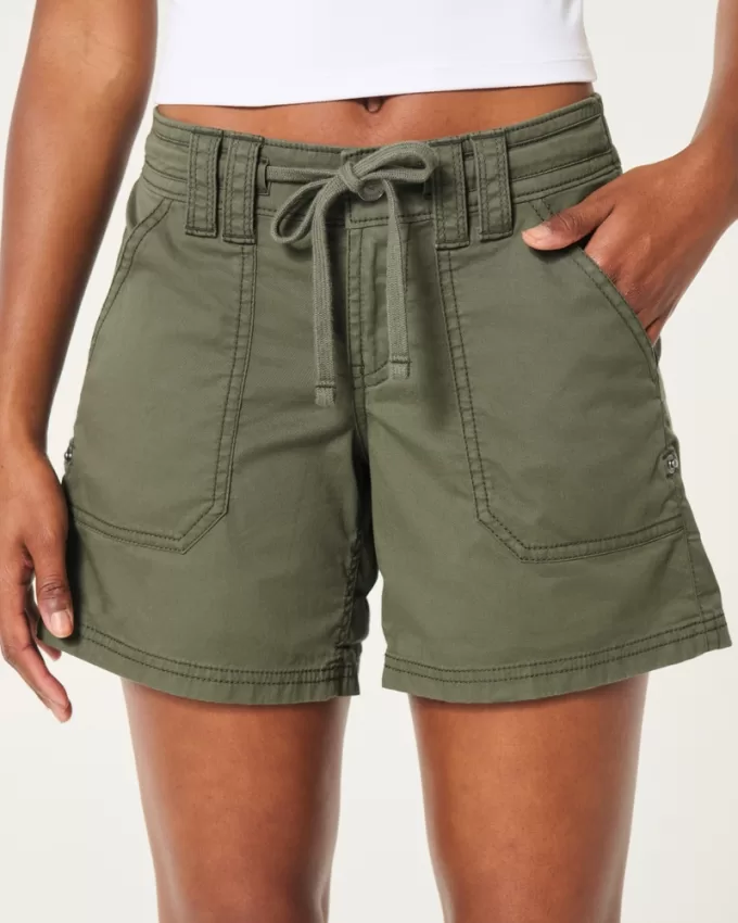 Low-Rise Adjustable Hem Shorts,Low-Rise Adjustable Hem Shorts