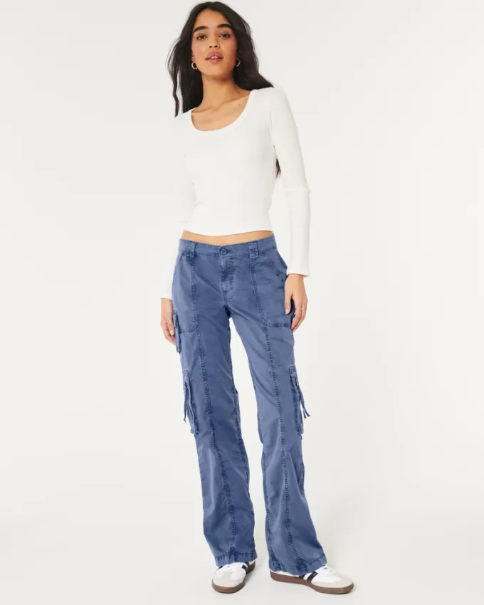 Low-Rise Baggy Zipper Pocket Cargo Pants,Low-Rise Baggy Zipper Pocket Cargo Pants