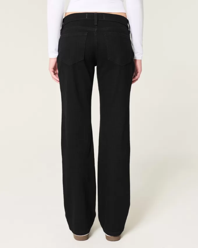 Low-Rise Black Relaxed Straight Jeans,Low-Rise Black Relaxed Straight Jeans