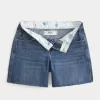 Low-Rise Dark Wash Baggy Denim Shorts 5″,Low-Rise Dark Wash Baggy Denim Shorts 5″