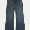 Low-Rise Dark Wash Baggy Flare Jeans,Low-Rise Dark Wash Baggy Flare Jeans