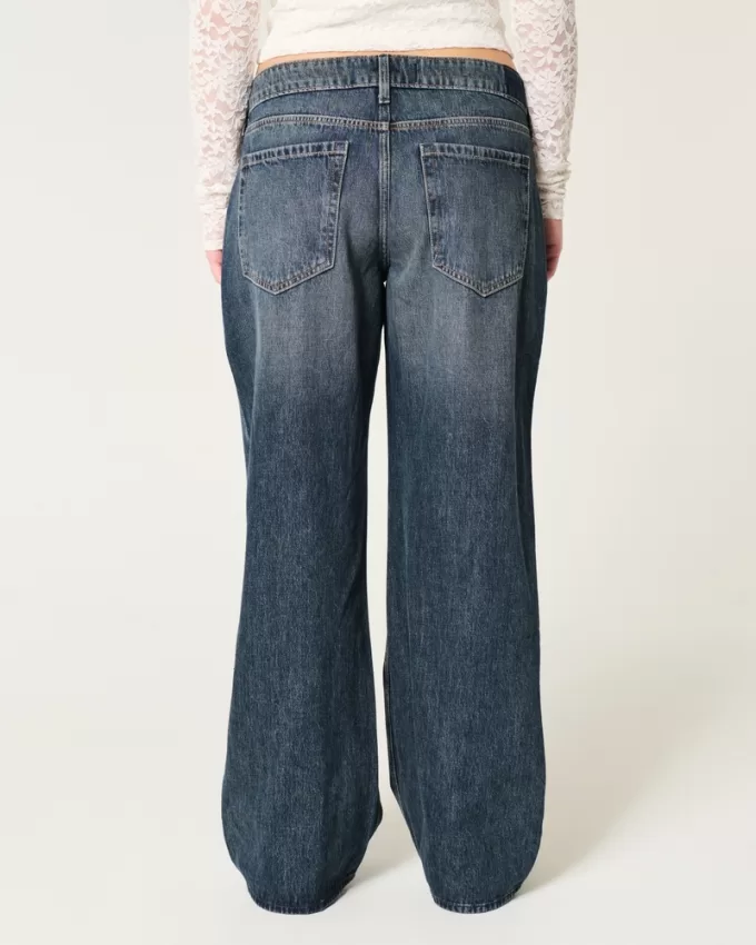 Low-Rise Dark Wash Baggy Jeans,Low-Rise Dark Wash Baggy Jeans