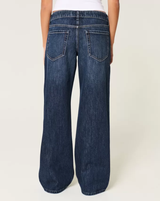 Low-Rise Dark Wash Baggy Jeans,Low-Rise Dark Wash Baggy Jeans