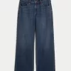 Low-Rise Dark Wash Comfort Waistband Baggy Jeans,Low-Rise Dark Wash Comfort Waistband Baggy Jeans