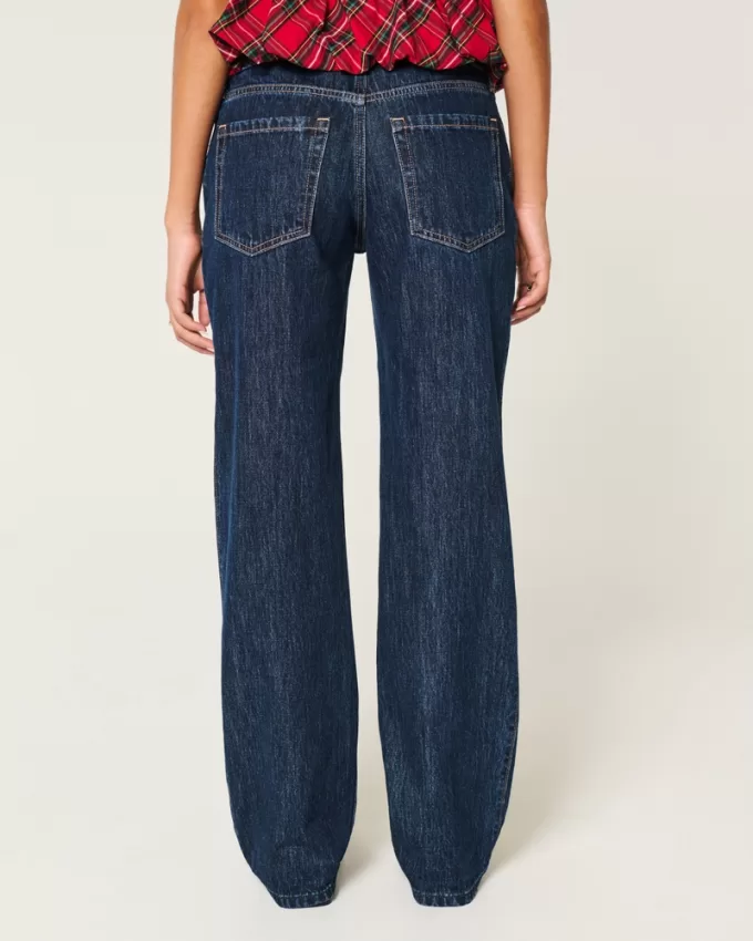 Low-Rise Dark Wash Loose Jeans,Low-Rise Dark Wash Loose Jeans