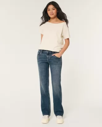 Low-Rise Dark Wash Relaxed Straight Jeans,Low-Rise Dark Wash Relaxed Straight Jeans