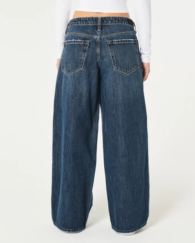 Low-Rise Dark Wash Super Baggy Jeans,Low-Rise Dark Wash Super Baggy Jeans